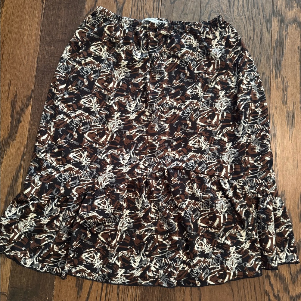 Claudia Richard y2k women’s small black, Brown & White flare Skirt polyester